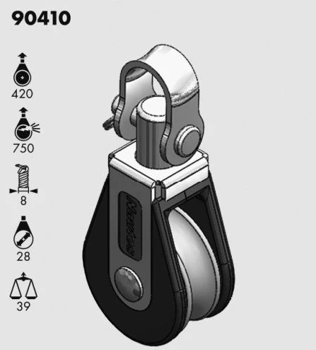 Poulie Simple à friction + Manille Holt-Nautos – Image 2